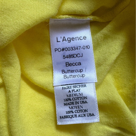 L’Agence Becca V Neck Tee in Buttercup Yellow Sz M - Picture 8 of 9